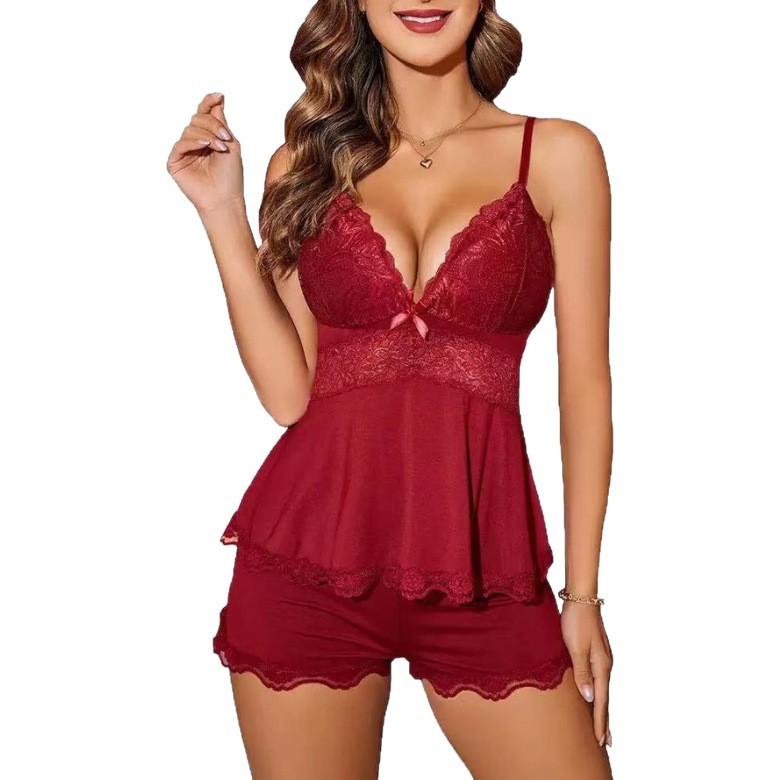 Sex pajamas sexy suspenders shorts sex underwear women's seduction lace loungewear