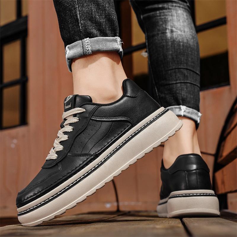 Autumn new youth retro leather casual shoes platform heightening board shoes