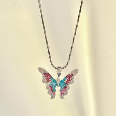Barbie Rainbow Fairy Butterfly Necklace - Colorful Clavicle Chain for Women