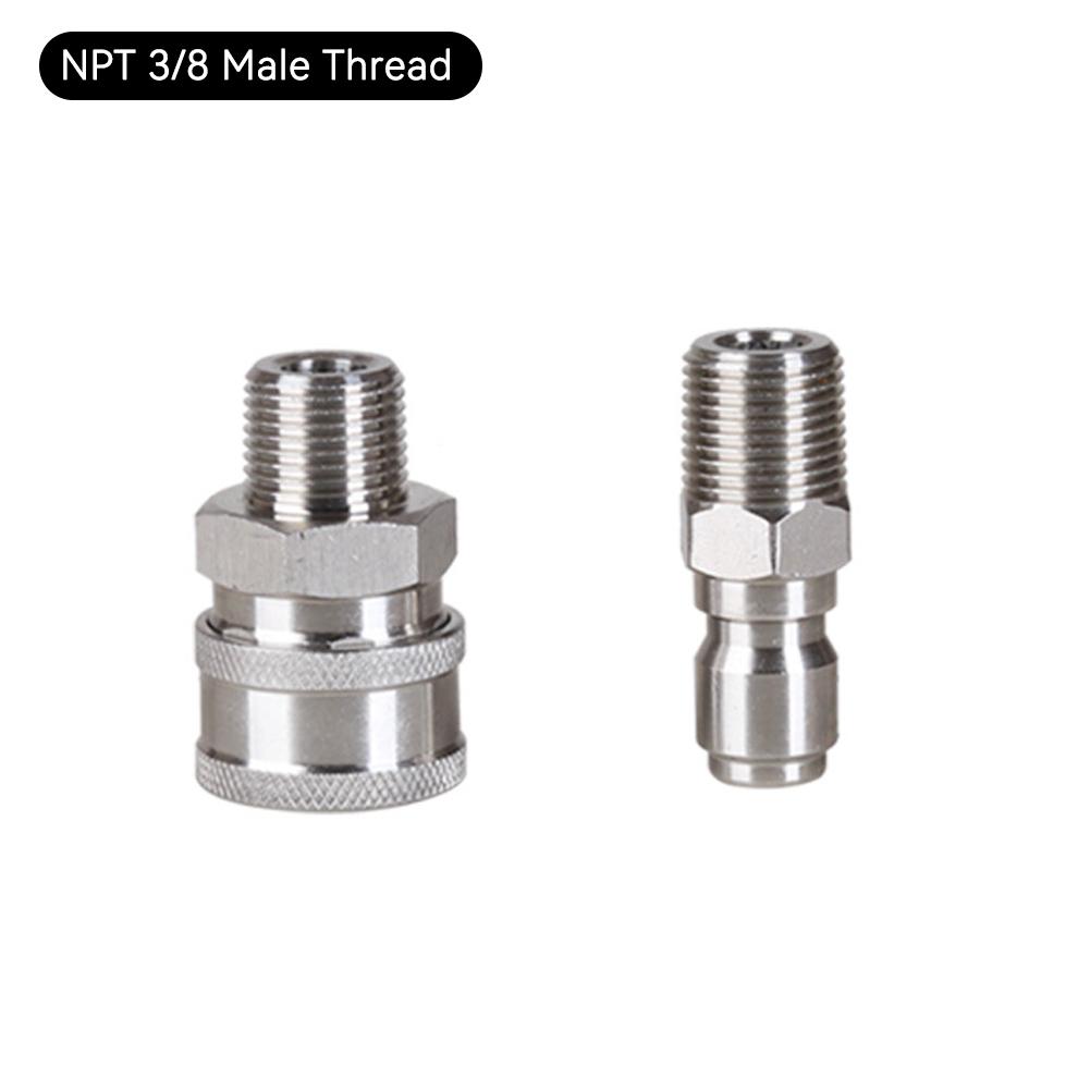 2Pcs/Set Stainless 3/8" 1/4" Quick Connector & Plug With NPT3/8 NPT1/4 Male Female Fitting Thread High Pressure Washer Accessories