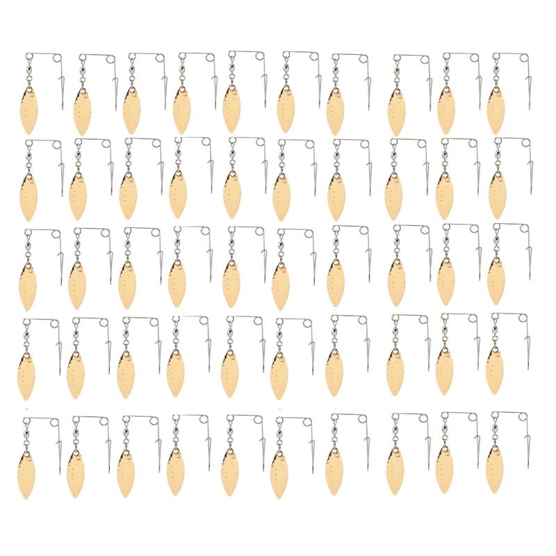 50st Spinnfiskebeten Beten Sked Ersättningsspinnare Beten Tackel Roterande Paljetter Fisketillbehör