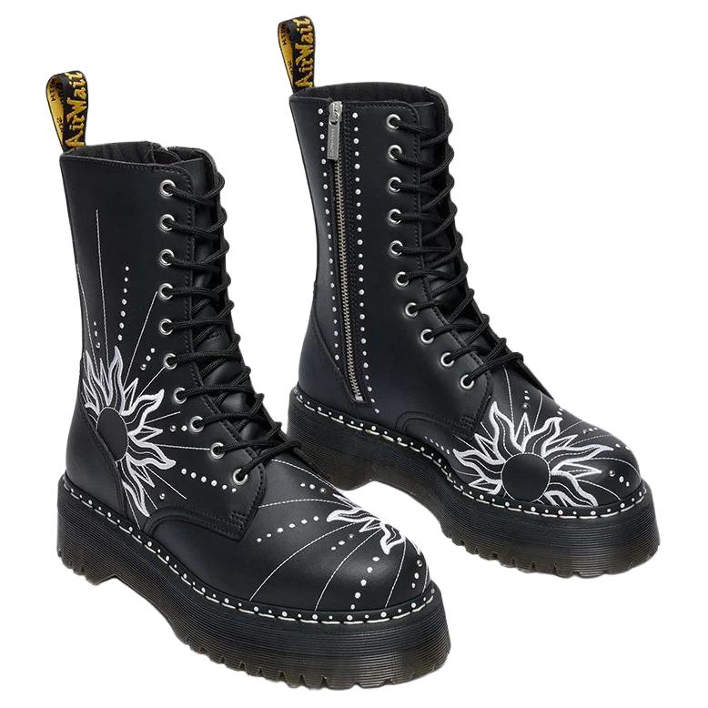 Dr. Martens Serie Jadon Hi Solar Flare Pelle Versatili Stivali Vintage Stivali Unisex neri 41810001