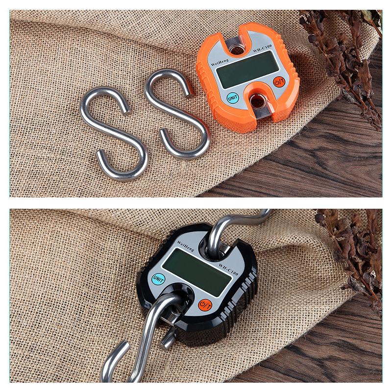 150kg C100 Crane Scale Electronic Stainless Steel Hanging Hook Scale Luggage Mini Scales LCD Digital Loop Weight Balance