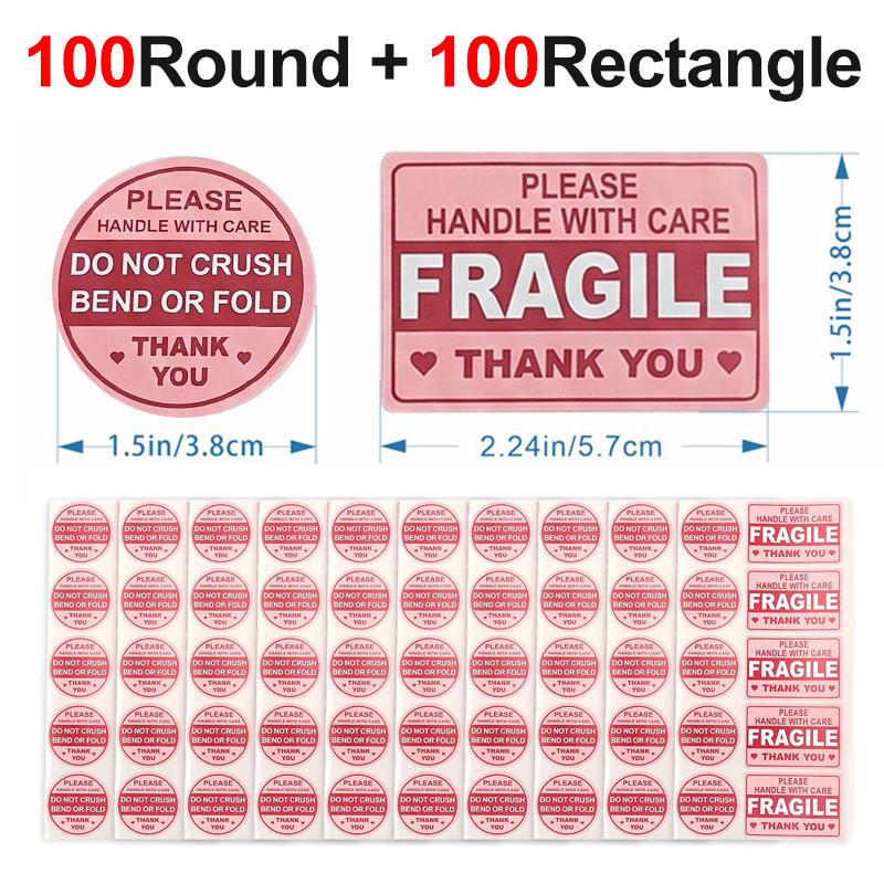 

20/100Sheets Fragile Stickers Do Not Crush Drop/Handle with Care Adhesive Labels for Shipping Mailing Envelopes Cartons Pallets