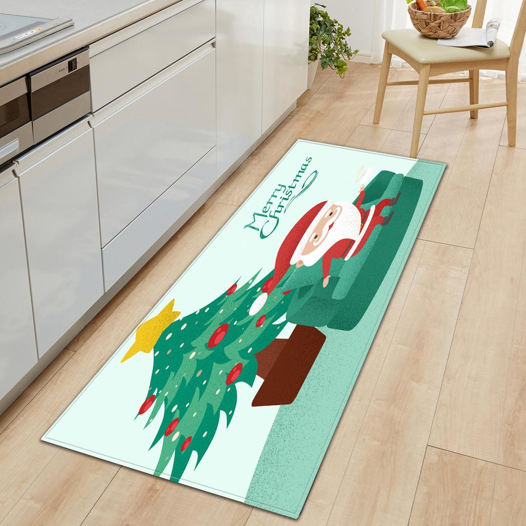 Christmas Household Bathroom Absorbent Non-Slip Mat Living Room Kitchen Sand Carpet Doormat Long Floor Mat