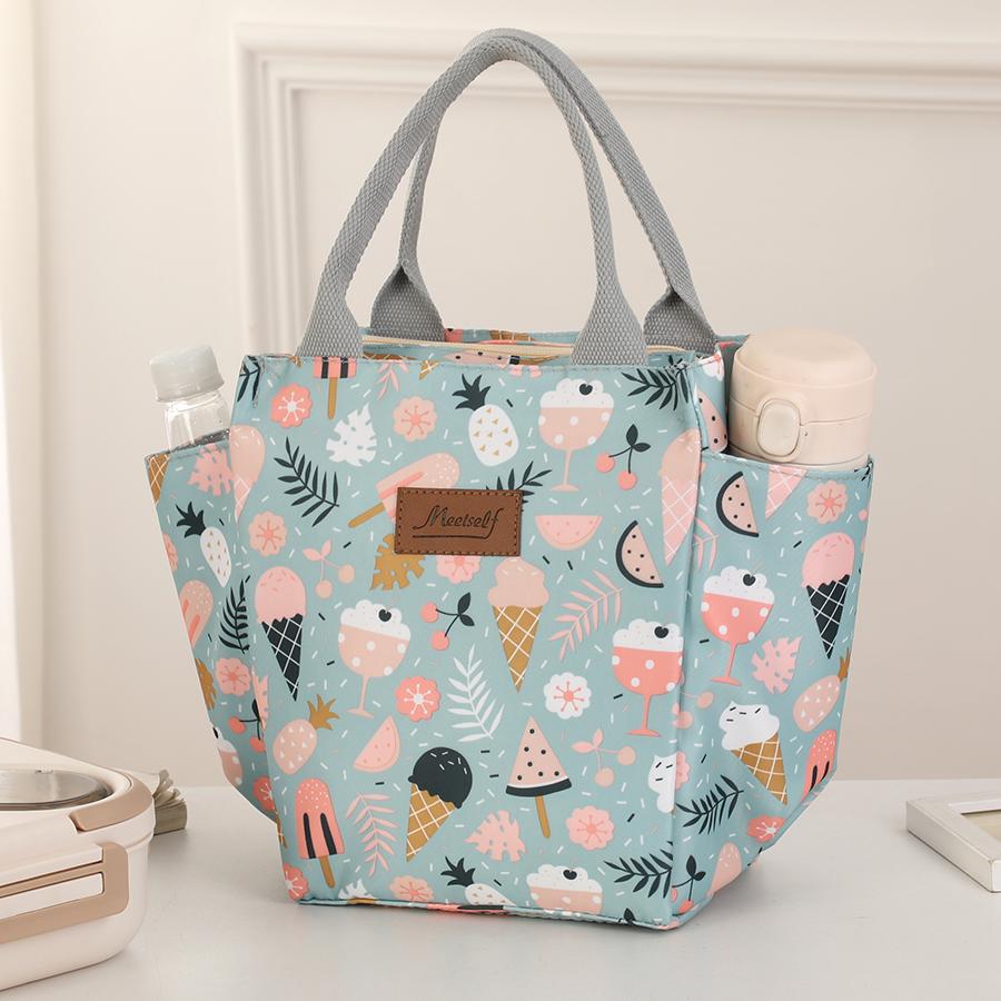 Multi-functional Travel Handbag Large Capacity Printed Handbag Hand-held Meal Bento Bag Travel Storage Bag