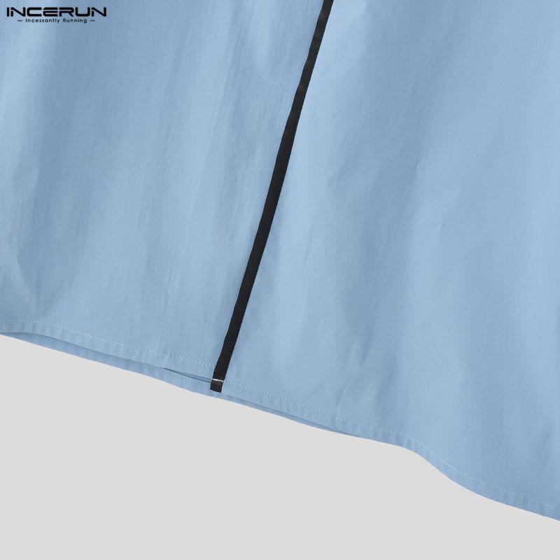 INCERUN Pánské klopové sako s dlouhým rukávem, prošívané, s otevřeným předním dílem, dlouhé blejzrové kabáty