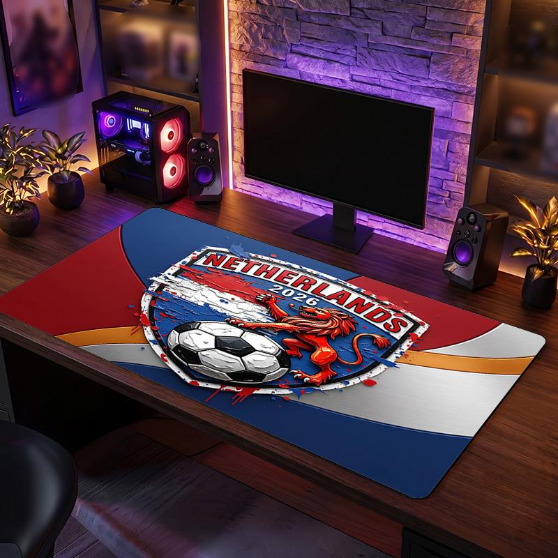 Niederlande Fußballwappen Mauspads, Erweitertes rutschfestes Gummi-Schreibtischunterlage für Gaming, Büro, Laptop, Fan-Geschenk
