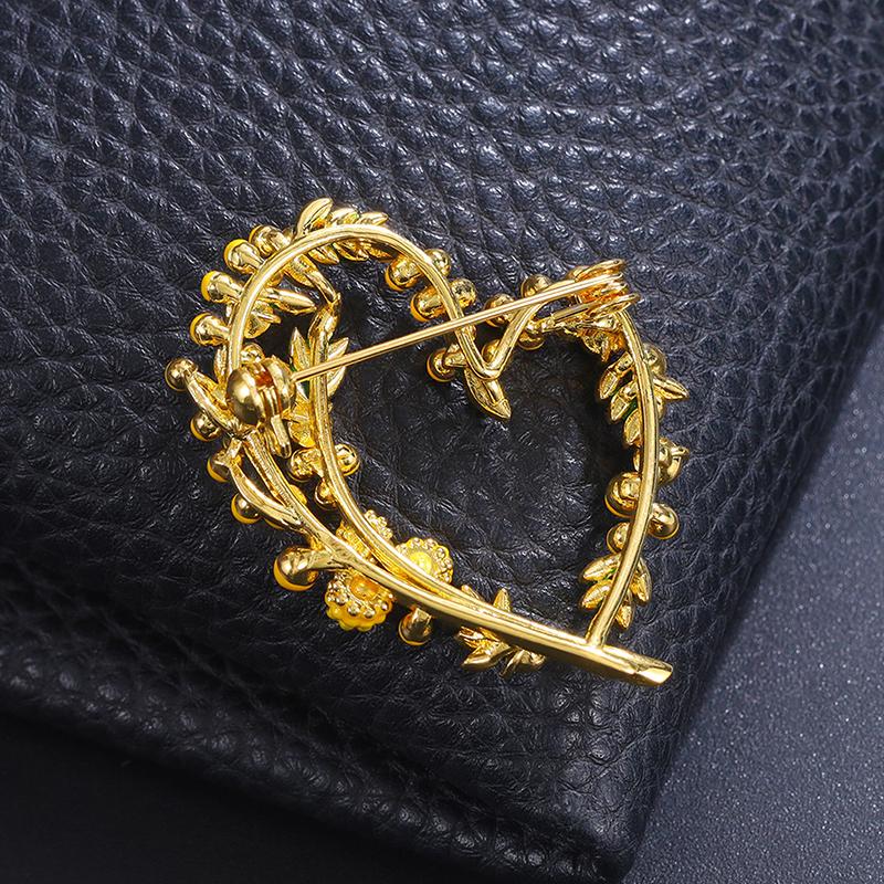 Mimosa Brooch Beautiful Fruits Heart Brooches For Women Unisex 2-Color Enamel French Style Love Party Office Brooch Pins Gifts