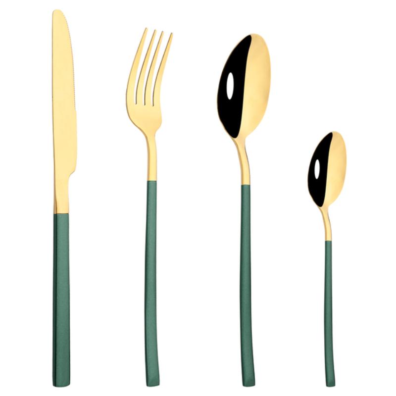 4pcs Pink Gold Dinnerware Set Stainless Steel Tableware Set Home Kitchen Eating Utensils Knife Fork Spoon Cutlery Set