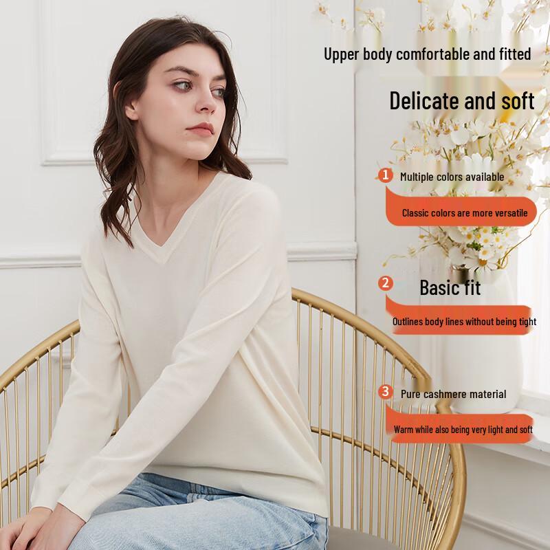 Hengyuanxiang Women's Fine Spun Pure Cashmere Sweater