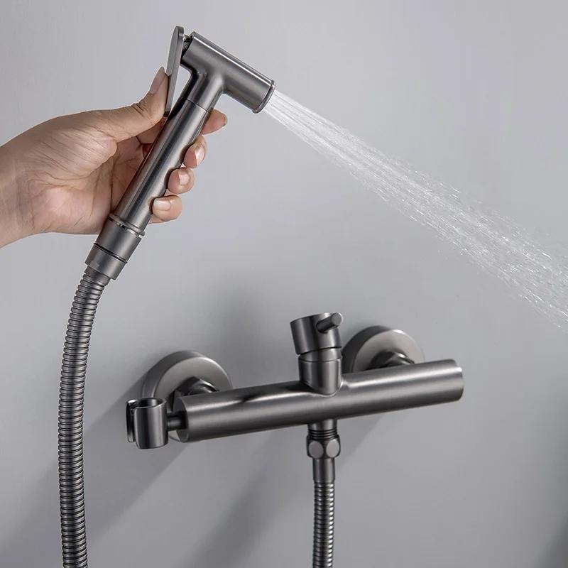 Toilet Bidets Sprayer Bathroom Accessories Cold And Hot Water Mixer Bidet Faucet Wall Mounted Rose Gold/Grey
