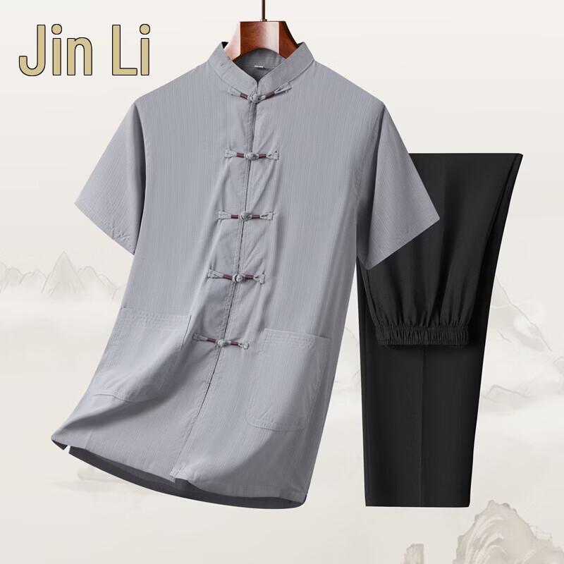 Men s Mid-Aged Chinese Style Short Sleeve Tang Suit 43/185