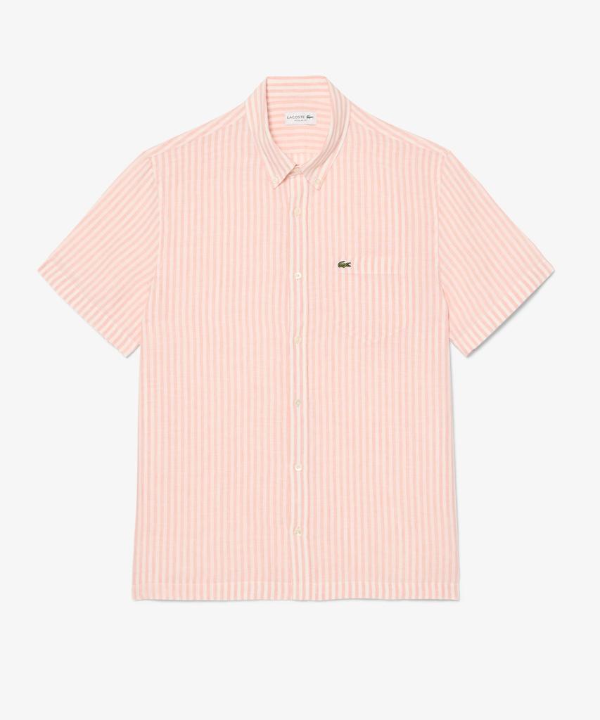 LACOSTE Men'S Linen Striped Short Sleeve Shirt Ch8061-56G Tim