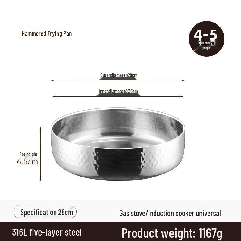 

ZISIZ 28cm Silver Hammered Non-stick Frying Pan