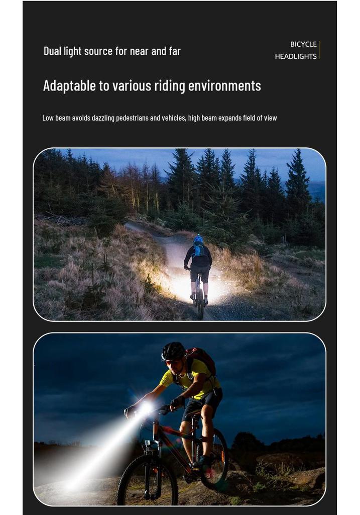 New High-Brightness Aluminum Bicycle Headlight: Waterproof Digital Display Cycling Light for Mountain Bikes
