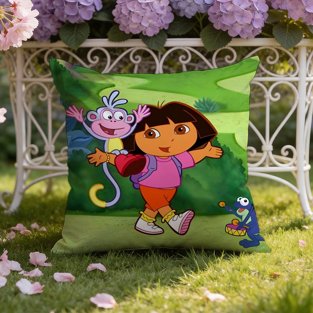 Anime Cute D-Dora the E-Explorer Cushion Cover Home & Car Dual-Scene Pillow Cover: Reversible for Premium Comfort