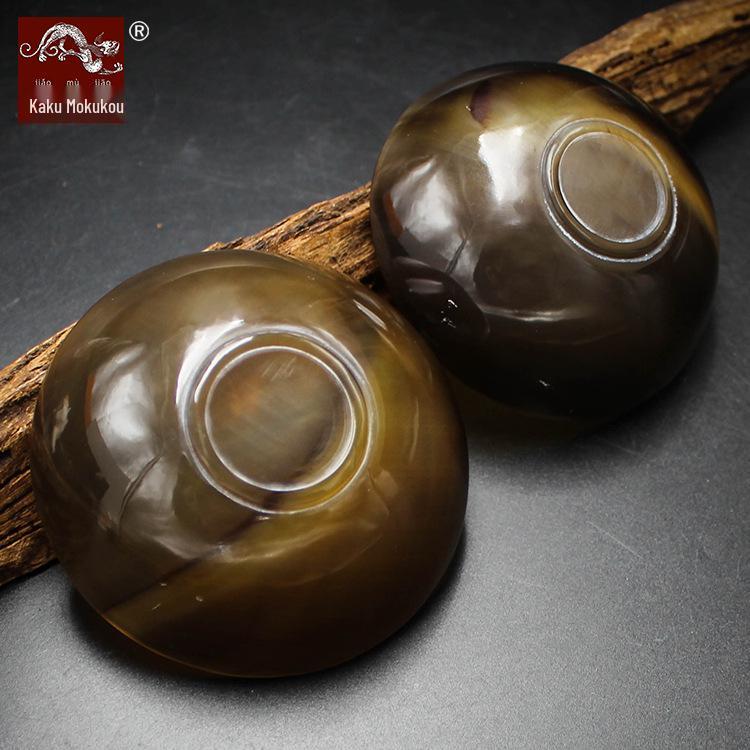 Jiaomu Jiao Ox Horn, Yak Horn Gua Sha Bowl & Plate Set - Small Dipping Sauce Dish