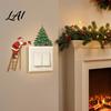 Christmas Party Atmosphere Decor Light Switch Sticker Santa Claus Climbing Ladder Cover Funny Indoor Outdoor Holiday Ornaments Peel & Stick Removable