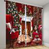 Set Of 2 Winter Snowflake Santa Claus Patterned Curtains Christmas Home Decoration Room Curtain Made Polyester