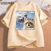 Funny Meme TShirt Sometimes I Think But Then I Forget Funny Trash Raccoon Cat Tshirt Dark Humor Tees Oversized Lover Clothes