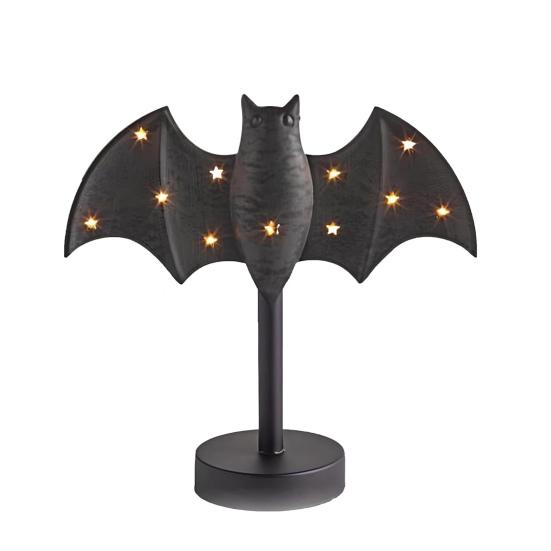 Large Twinkle Bat Candlestick Halloween Light-up Bat Candle Holder Gothic Candelabra Centerpiece with LED Twinkle Light for Home Dinner Table
