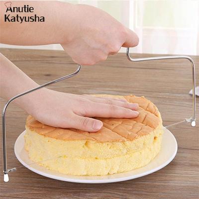 1 adet çift hatlı kek kesim dilimleyici ayarlanabilir paslanmaz çelik dekorasyon kalıp DIY Bakeware mutfak aksesuarları pişirme aracı