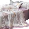 Printed Tencel Summer Quilt 4-Piece Set - Cooling Ice Silk for Naked Sleep, Smooth Gift Quilt