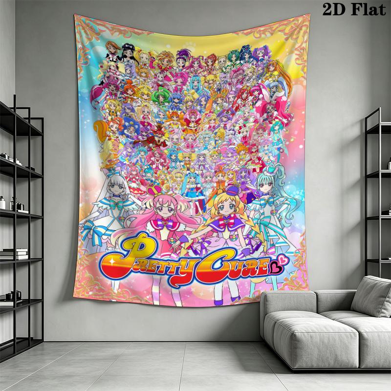 Pretty Cure Wall Tapestry Aesthetic Wall Hanging Printed Fabric Blanket Decorative Tapestries for Bedroom Living Room Home Decor