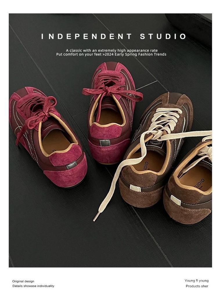 Women's Retro Brown Soft Sole Shoes - Lightweight German-Style Sneakers with Thin Sole