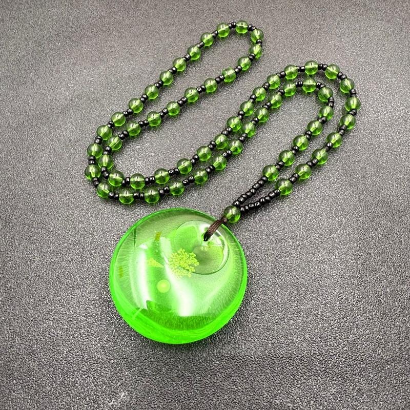 Collana Ambra Verde Cera d'Api Collana con Ciondolo a Goccia d'Acqua Per Donna Unisex Fortunata Sicurezza Ciondolo Lungo Ornamenti per Catena del Maglione