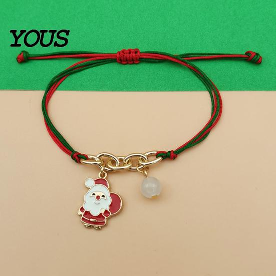 Wrist Accessories Christmas Bracelets, Red Green String Bracelet, Adjustable Charm Bracelet Luminous Wristbands with Glow in The Dark Bead for