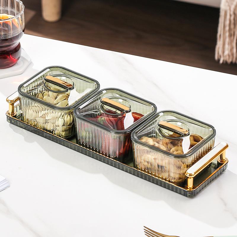 Luxurious Food-Grade Dried Fruit and Nuts Snack Plate with Lid