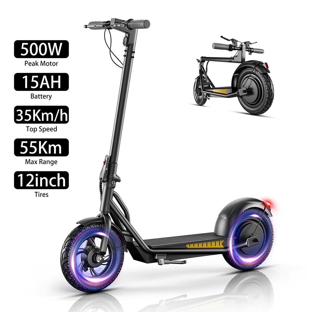 Electric Scooter Foldable EMOKO 12" 500W Motor 15AH Max Range 55Km Load 120Kg Black A19