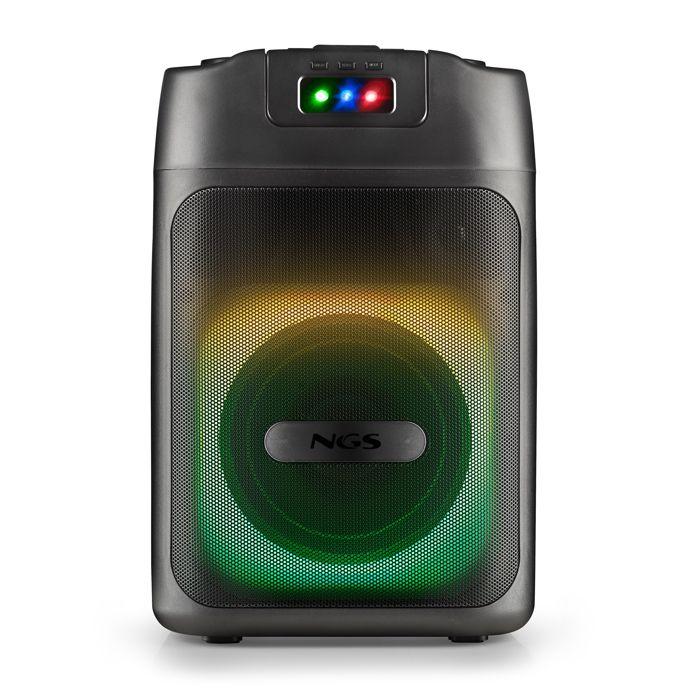 NGS WILD CLUB: 80W sans fil BT/TWS, USB/AUX, laser LED, batterie 6h.