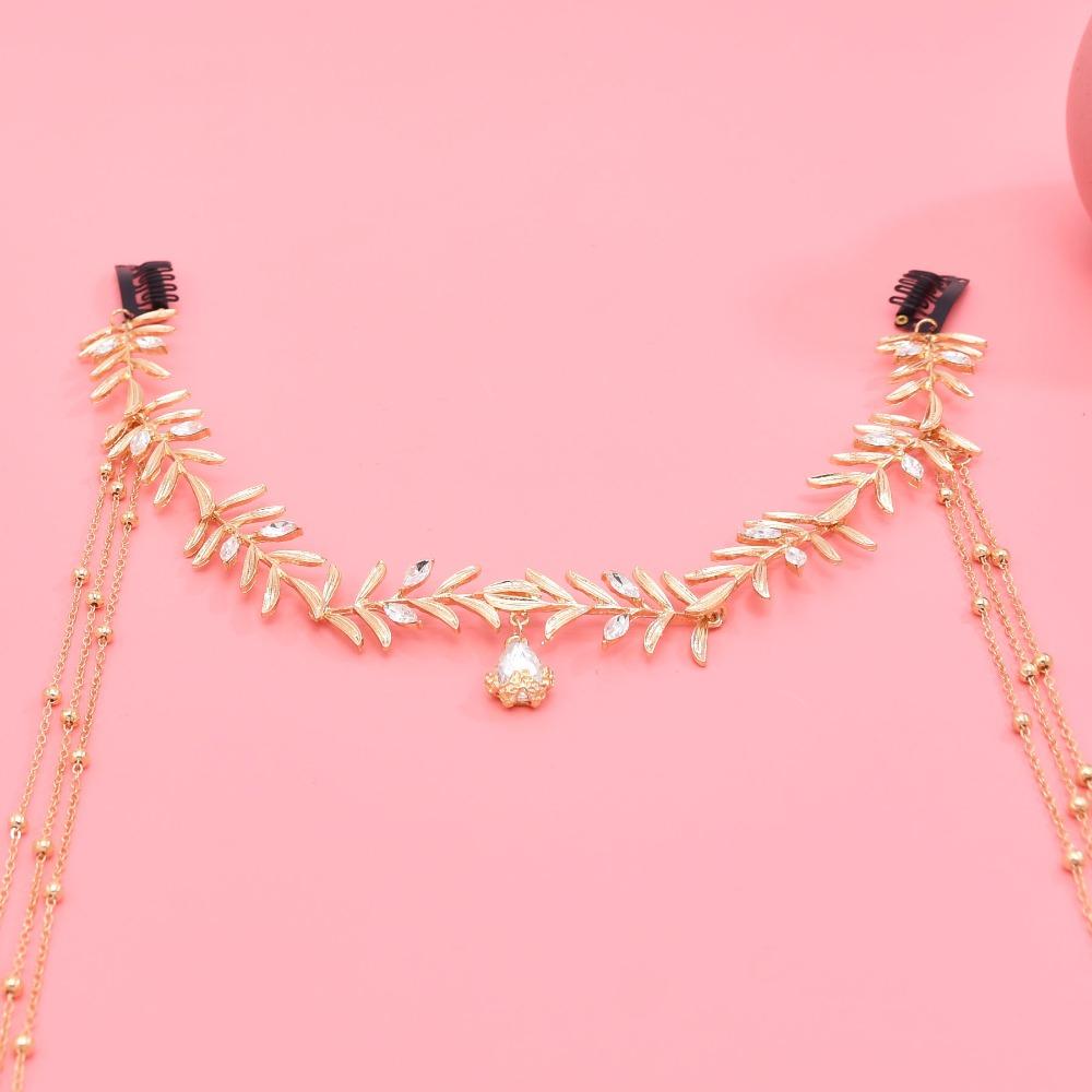 Zinc Alliage de Zinc Cristal Bandeau Frontal Bijoux Hellenisme Vintage Chaîne de Tête Feuille d'Olivier Luxe Filles