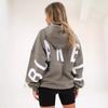 Felpa da donna girocollo a maniche lunghe con stampa di lettere, oversize, top casual