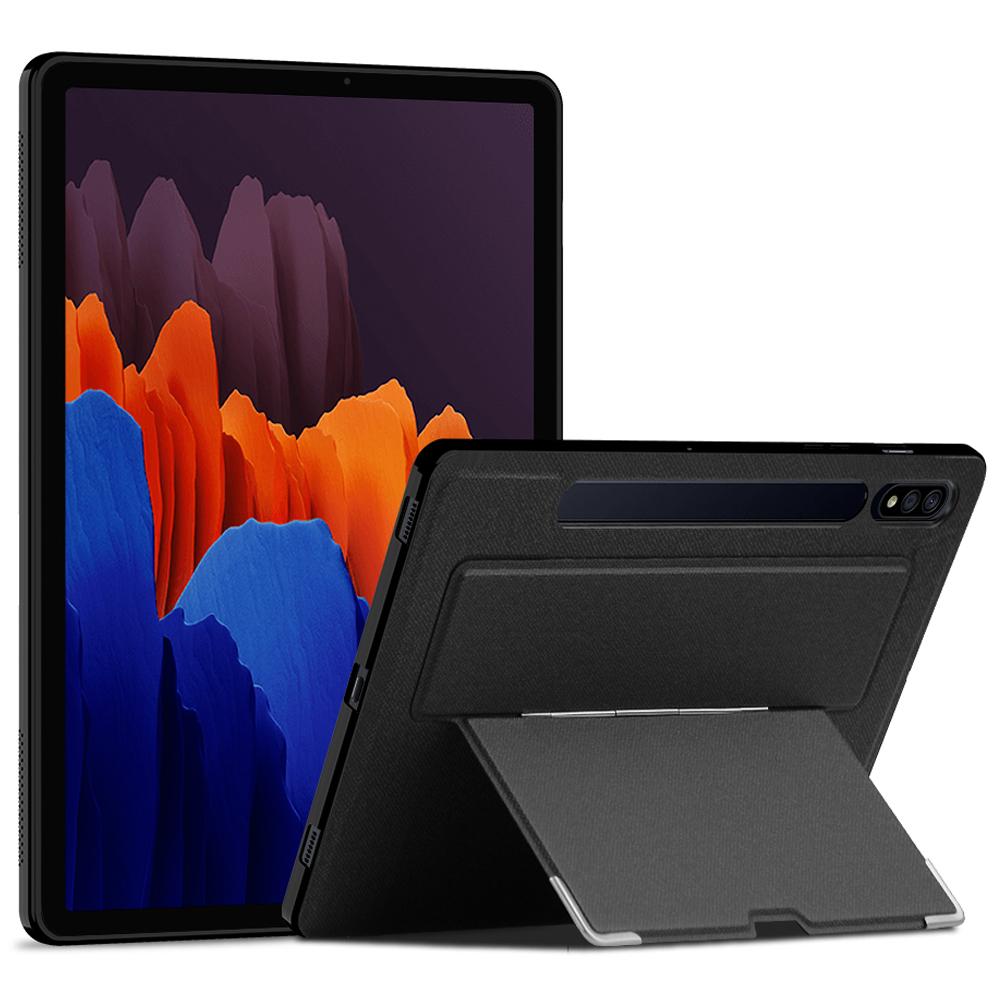 

For Samsung Galaxy Tab S7+ Case PU Leather Coated PC Tablet Cover with Back Kickstand A