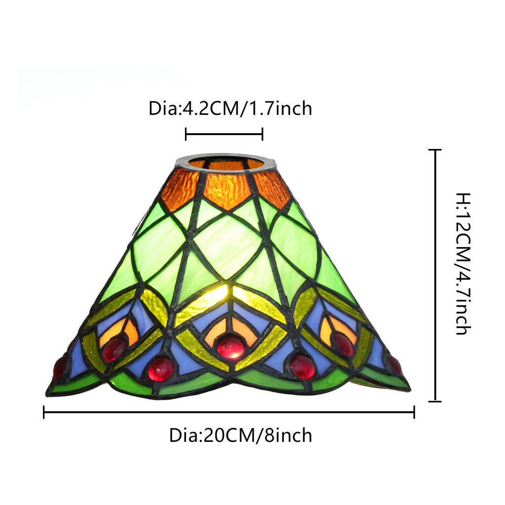 8 Inch Creative Stained Glass Peacock Lampshades Replacement, Only Handmade Phoenix Tail Vintage Lamp Shade, for Pendant Light