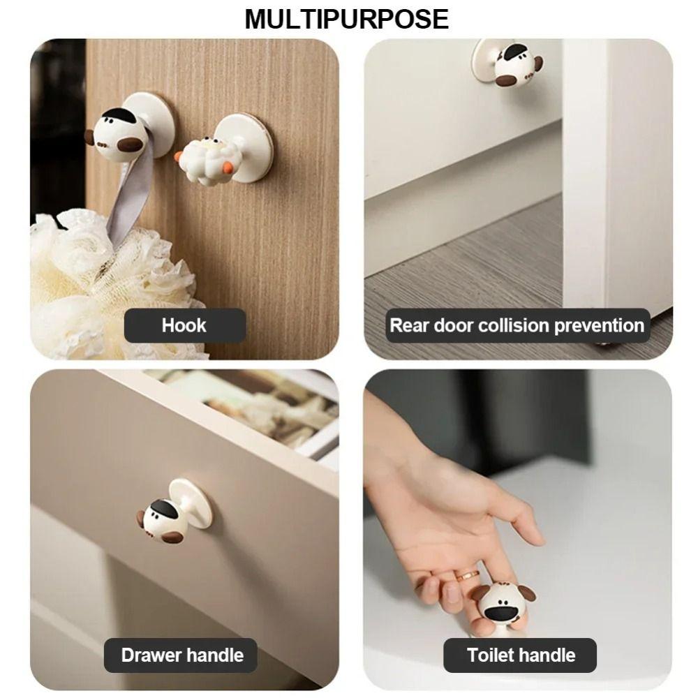 Easy Installation Cartoon Lamb Cabinet Handles Adorable Shape Self-Adhesive Handles  Glass Doors