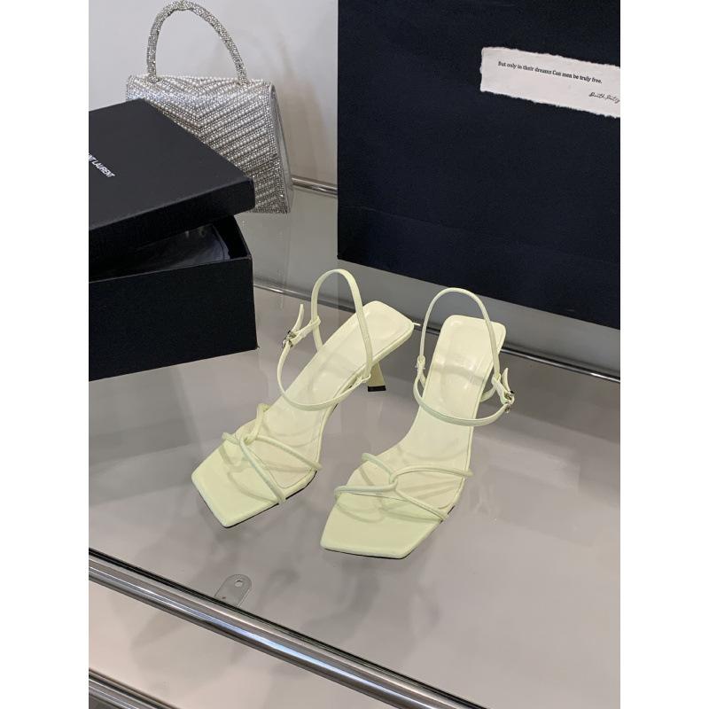 2025 summer new square head open-toed French temperament high-heeled sandals women