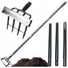 Garden Rake Hoe with Metal Handle, 3 Sections, Claws, 135cm