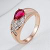 Unique Ethnic Bride Red Natural Zircon Ring For Women Fashion  Rose Gold  Color Mix Daily Jewelry Crystal Gift