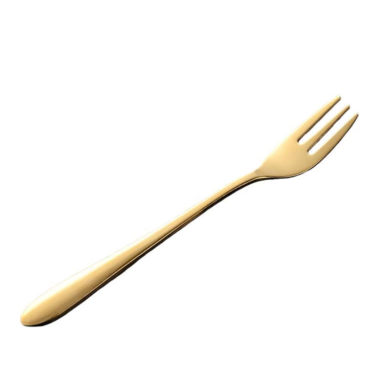 Qianxing 304 Stainless Steel Gold Dessert Forks, 15-Piece Set