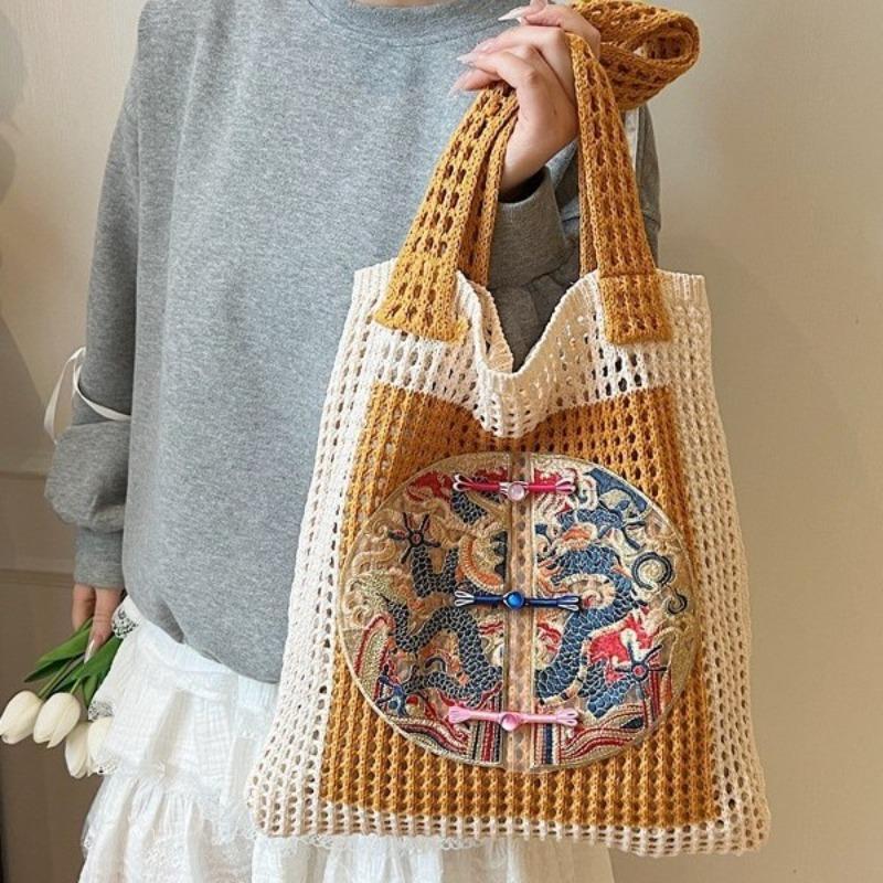 Popular large-capacity woven tote bag women's new commuter seaside vacation style shoulder armpit bag
