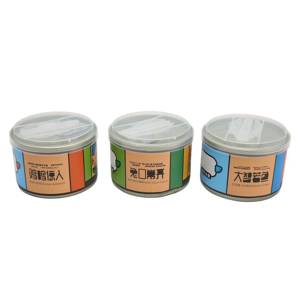 3Pcs Canned Cat Wet Food Nutritious Rabbit Duck Quail Salmon Turkey Chicken Ostrich Canned Cat Food for Cats