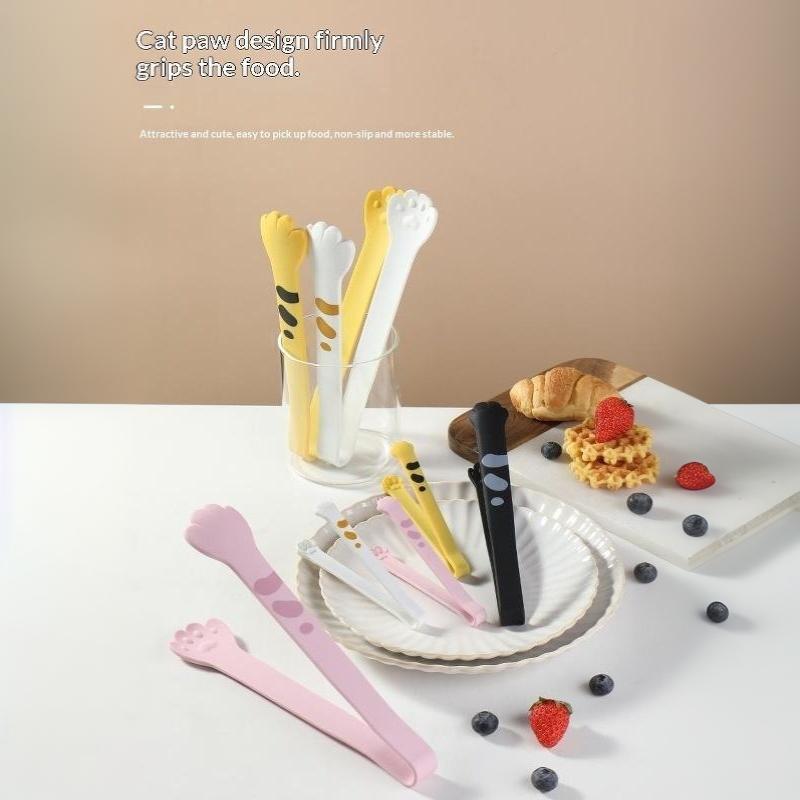 Cute Cat Paw Food Serving Tongs Non-slip Heat Proof 1PC Food Grade for Baking Barbecue Sandwich Ice Kitchen Use