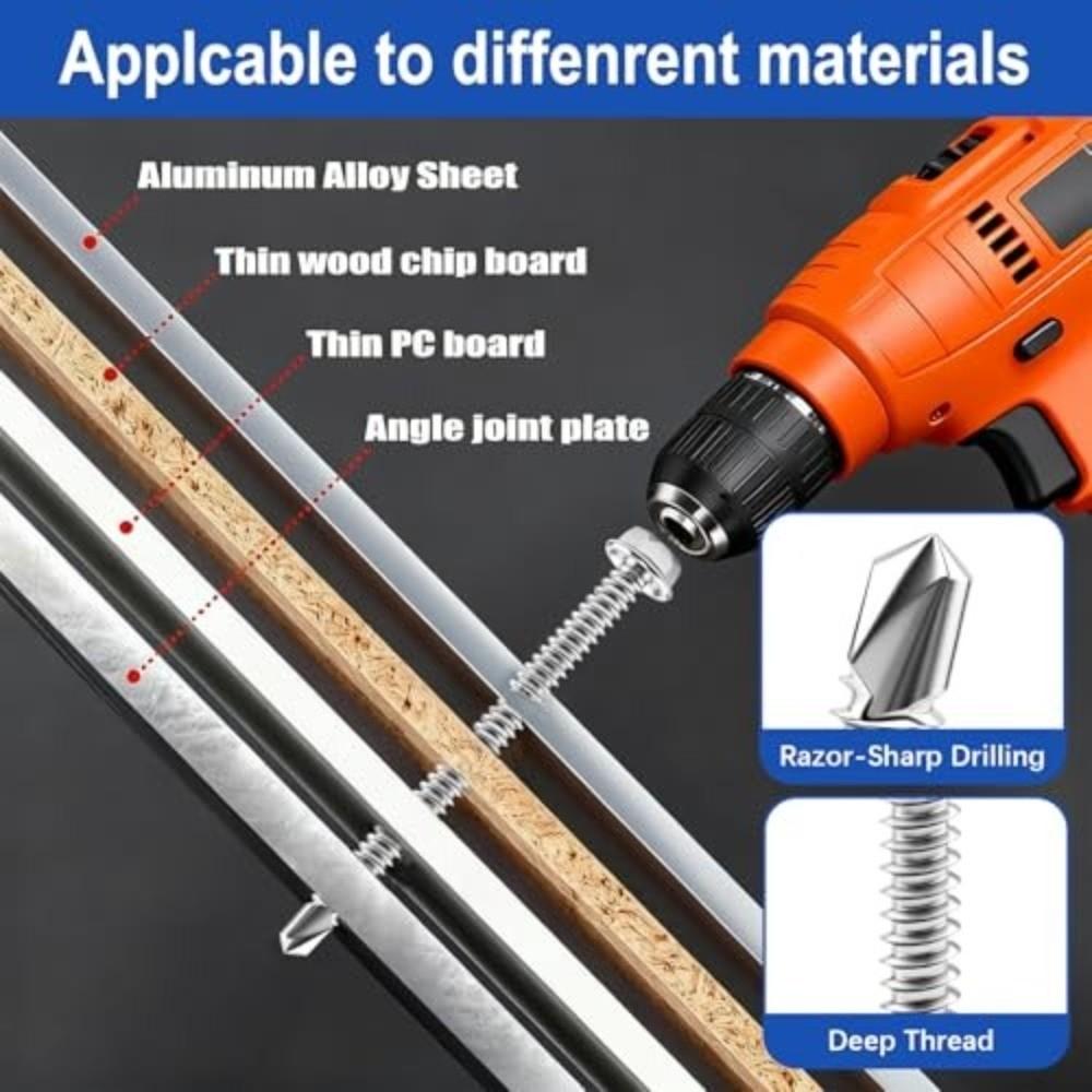 840pcs 410 Stainless Steel Self Drilling Screws Hex Washer Head Hex Nut Washer Kit For Motorcycle