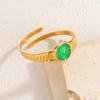 Vintage 18k Gold Green Drip Oil Stainless Steel Watch Bracelet for Women