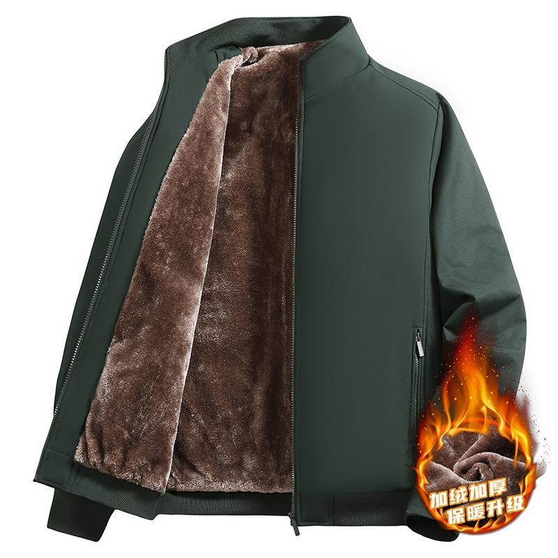 New High-end Executive Clothes Men's Warm Cotton-padded Clothes Medium and Old Autumn and Winter Fleece Thickened Plus Size Jacket